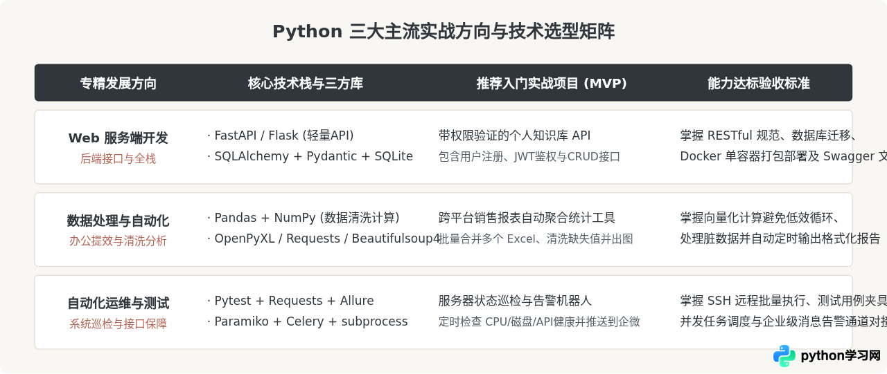 Python自学路线图：从基础语法到项目实战的完整规划