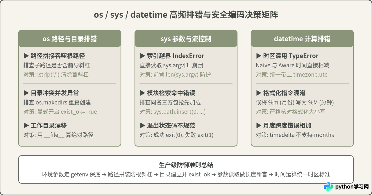 Python标准库高频函数手册：os、sys、datetime核心接口参考