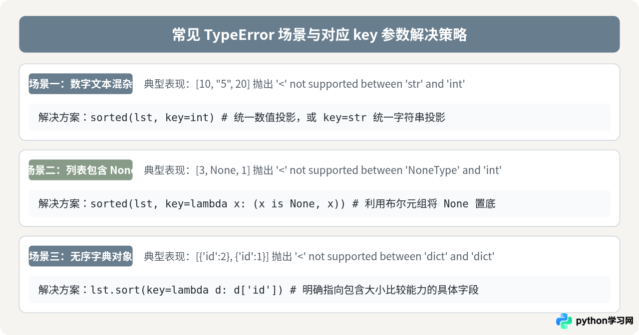 Python列表排序报错TypeError怎么解决