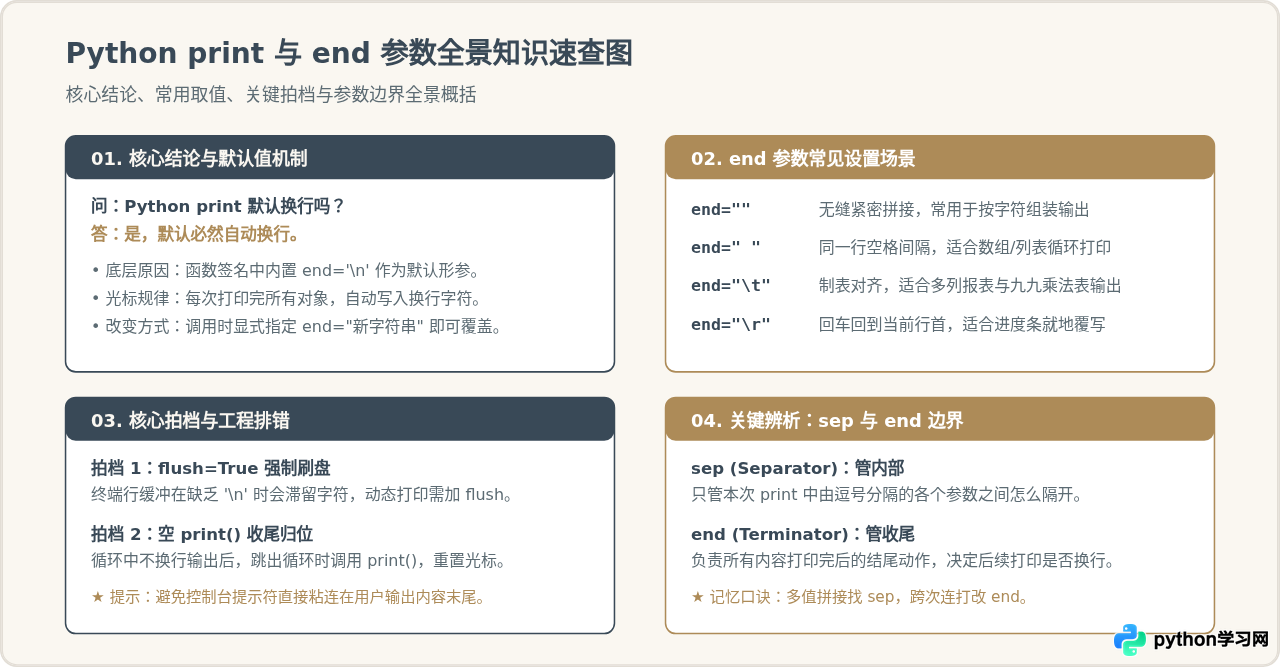 Python print函数默认换行吗？怎么控制end参数