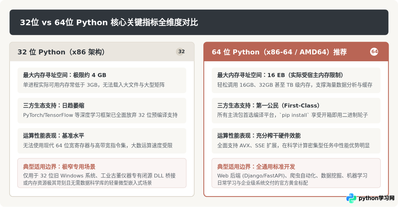 Python下载选32位还是64位？版本位数选择指南