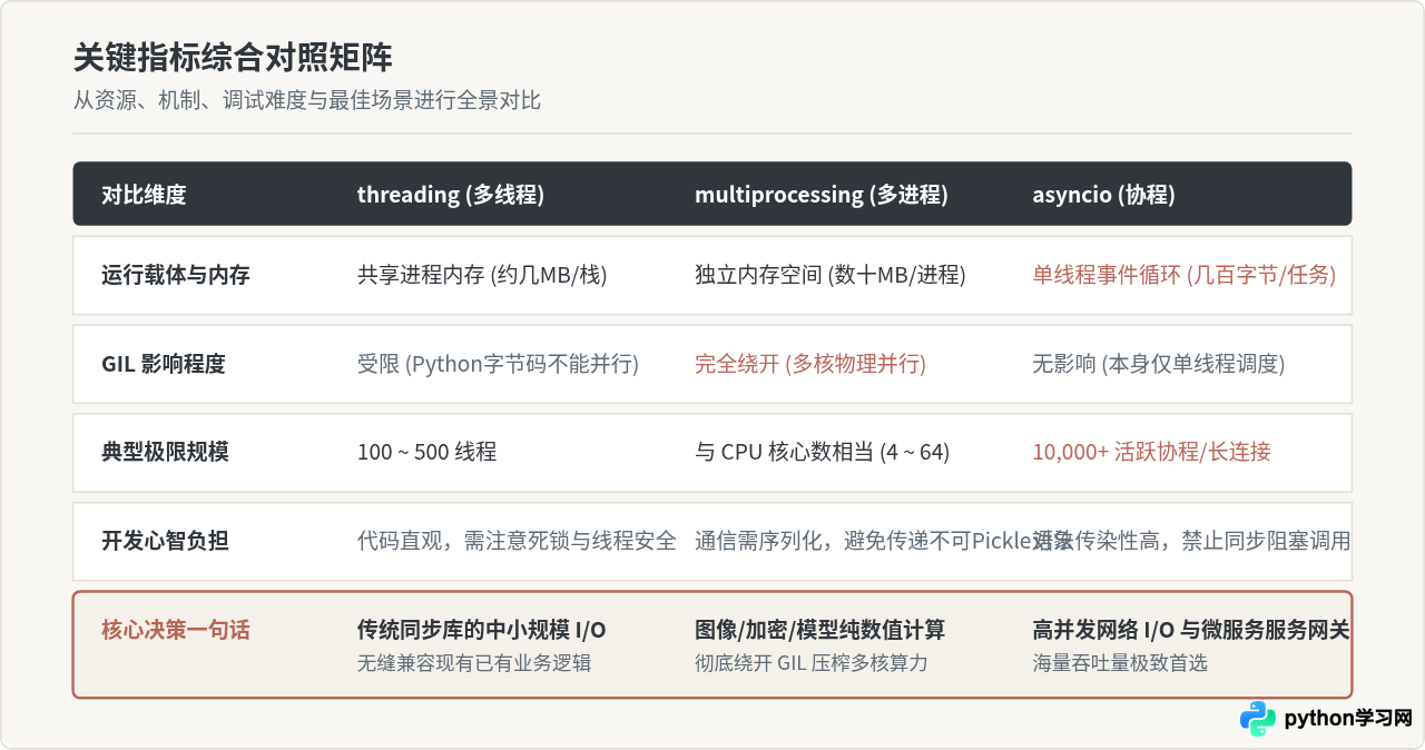 Python并发编程工具库：threading、multiprocessing与asyncio怎么选择