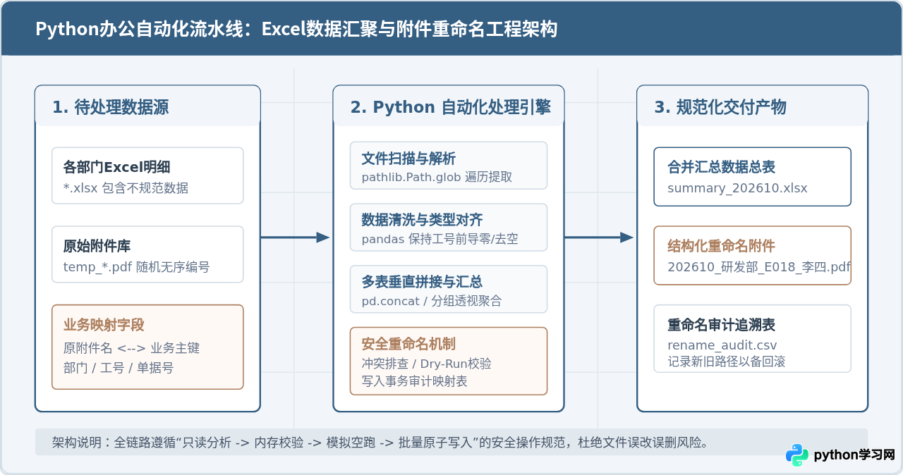 Python办公自动化案例：批量处理Excel数据与文件重命名