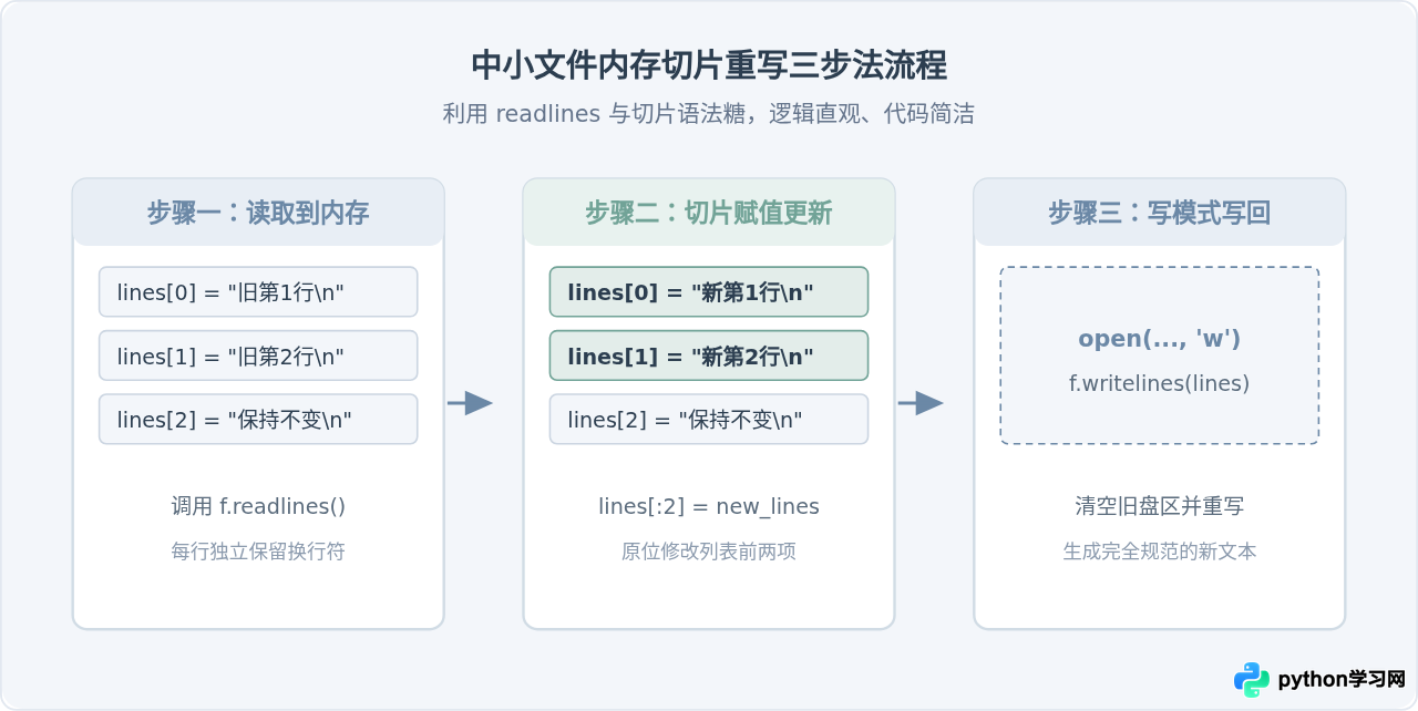 Python怎么修改文本文件的前几行内容