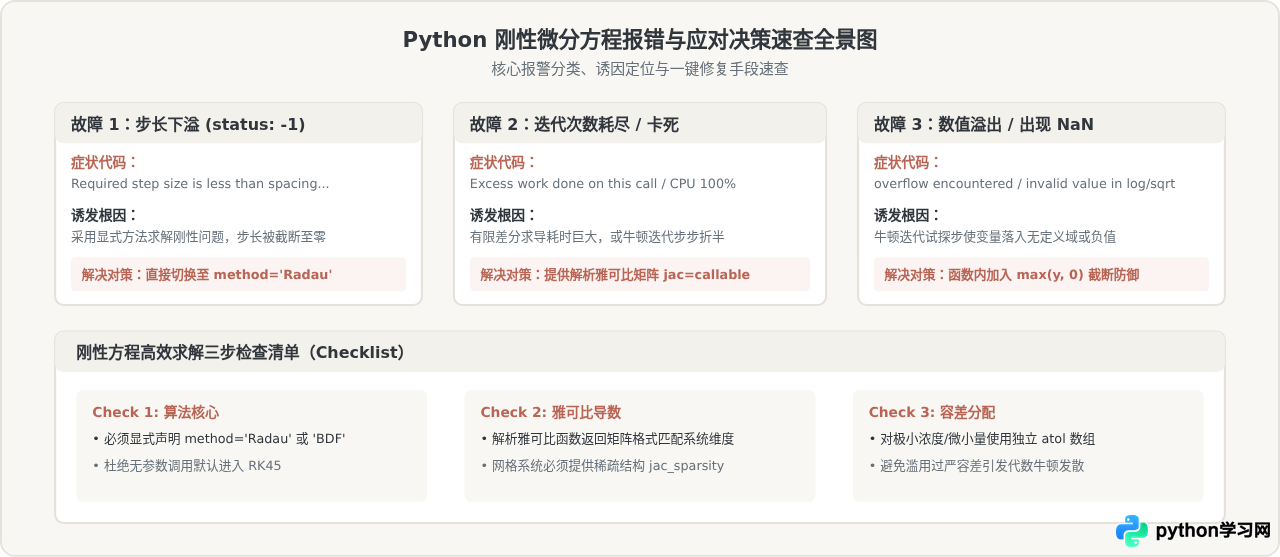 Python求解刚性微分方程报错或警告的解决方法