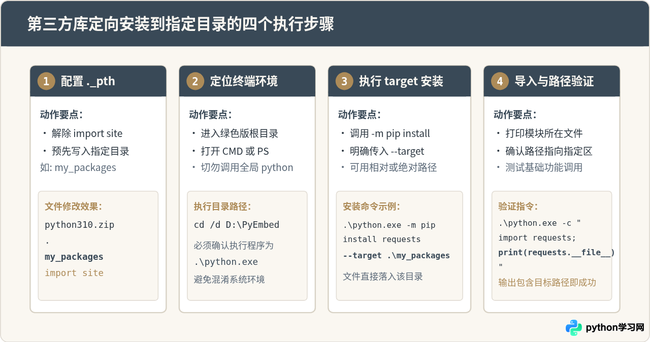 Python绿色版怎么安装第三方库到指定目录