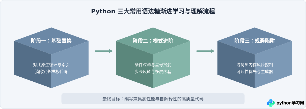 Python常用语法糖解析：列表推导式、解包赋值与切片
