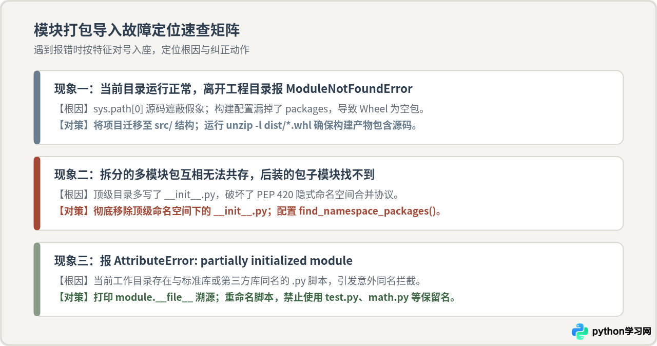解决Python模块打包后导入报错：sys.path冲突与命名空间问题排查