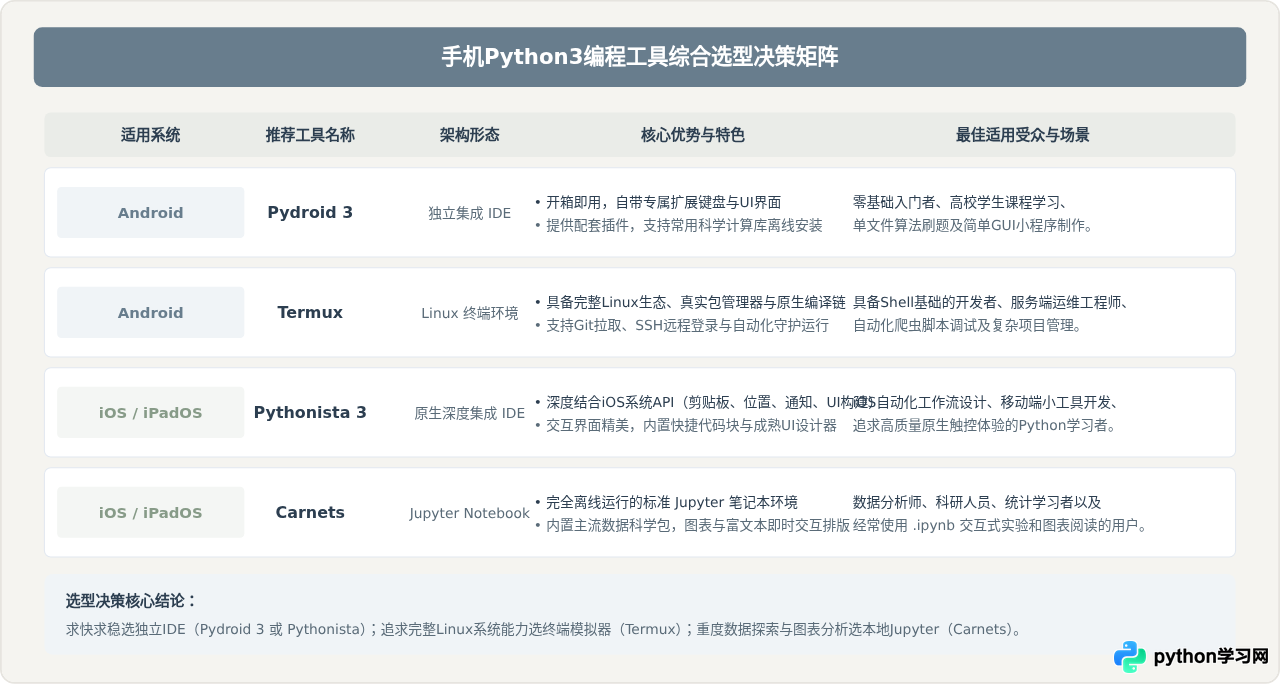 适合手机的Python3编程工具推荐：官网之外的移动端选择