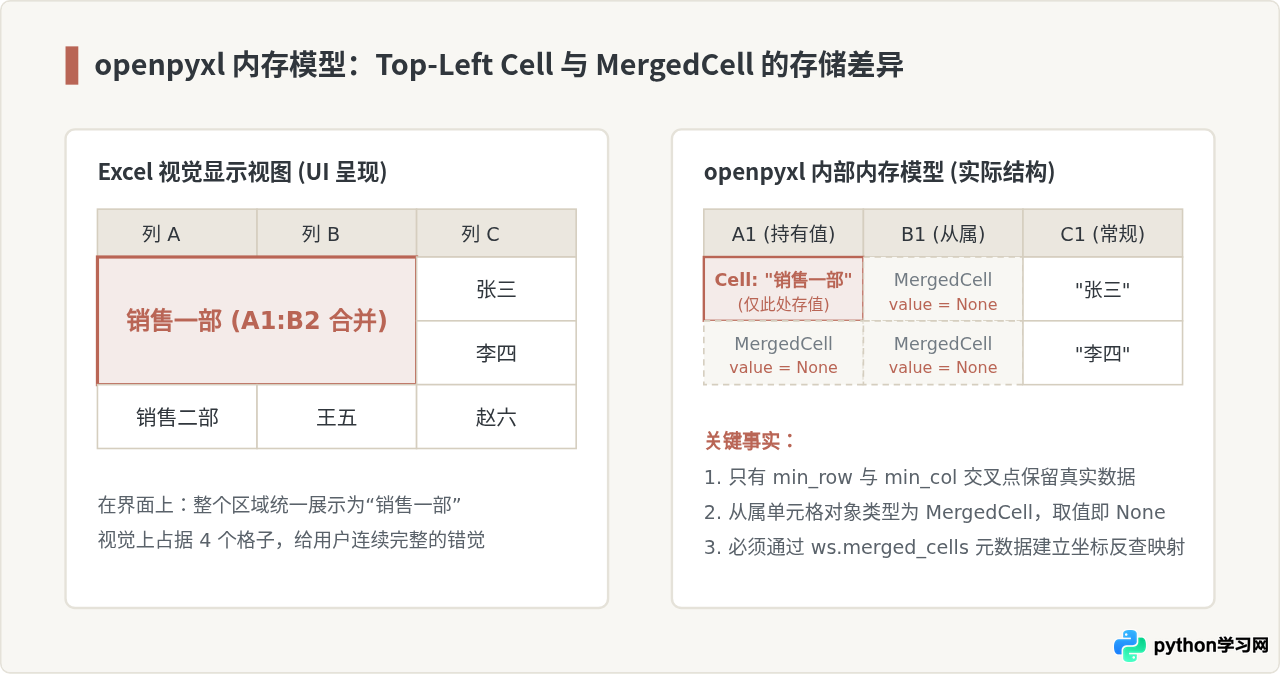 Python使用openpyxl读取含合并单元格的Excel数据