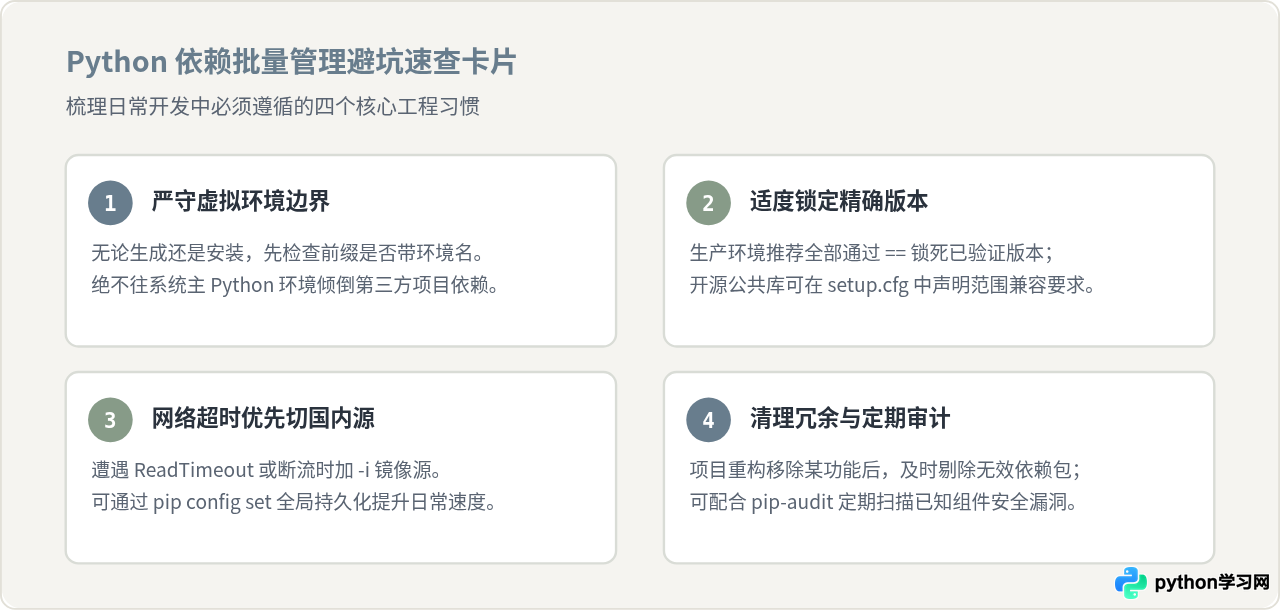 Python项目怎么批量安装依赖库？requirements.txt生成与使用指南