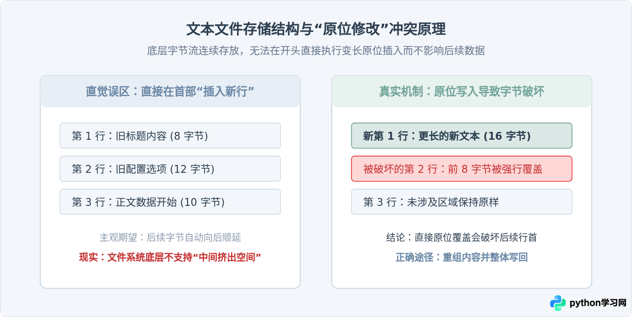 Python怎么修改文本文件的前几行内容