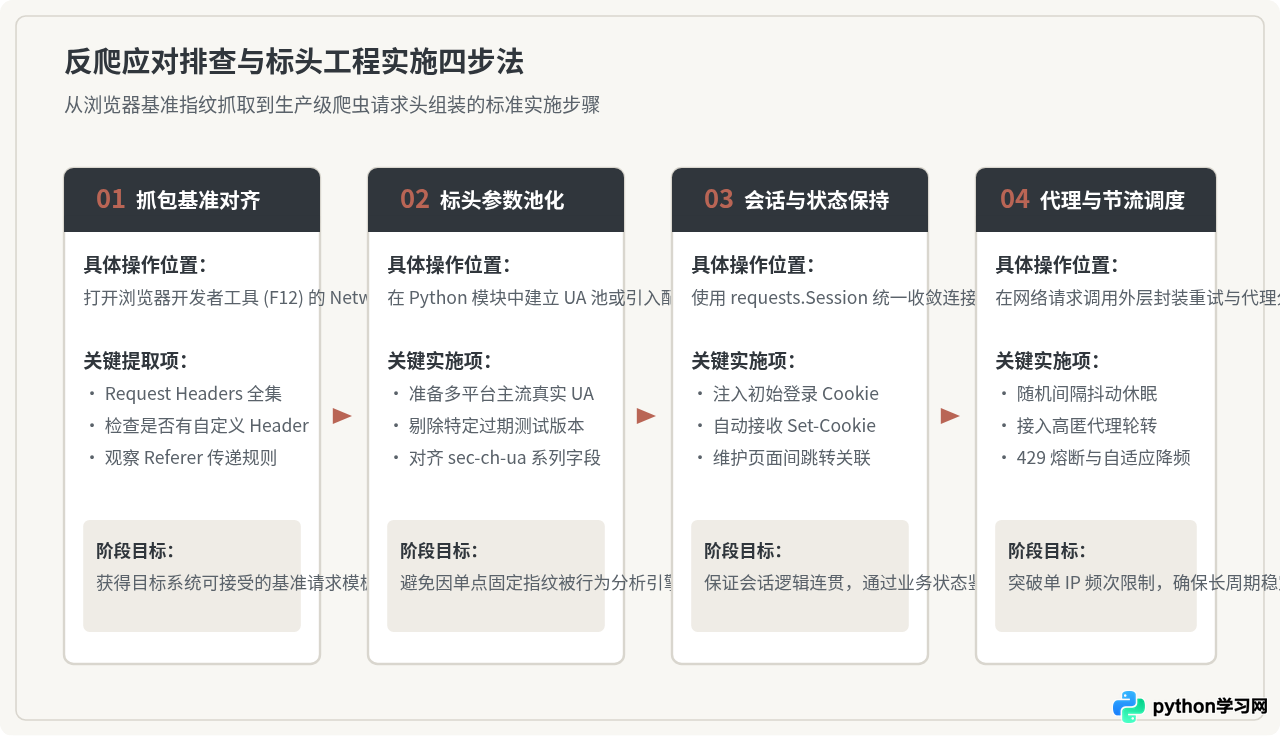 Python爬虫反爬策略应对：User-Agent、Cookie与IP限制处理技巧