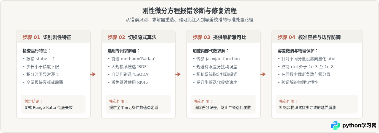 Python求解刚性微分方程报错或警告的解决方法