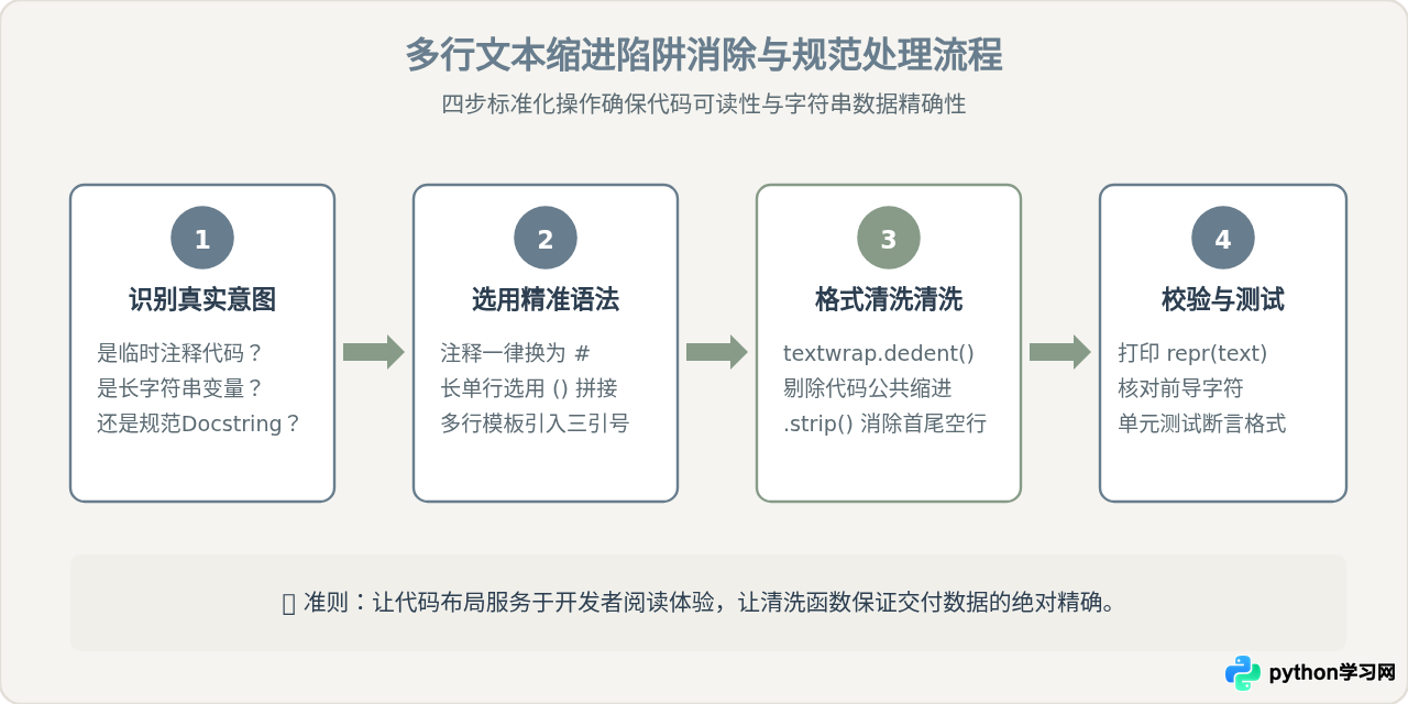 Python三引号赋值给变量与直接书写的区别及常见缩进陷阱
