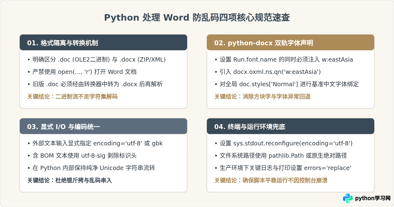 解决Python处理Word文档时的中文乱码与编码错误