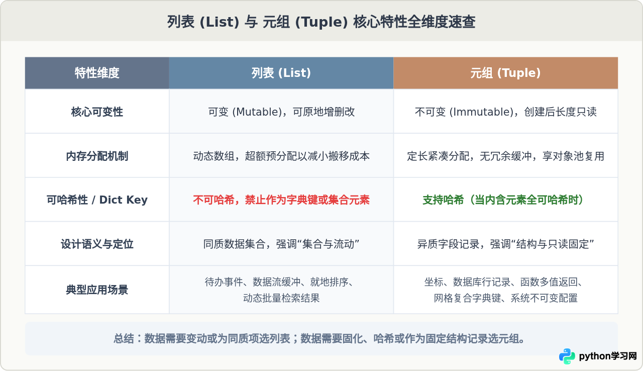 Python中什么时候用列表，什么时候用元组？