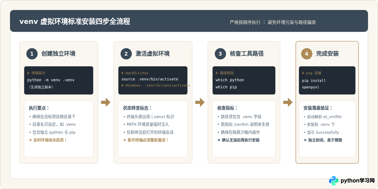 怎么在Python虚拟环境(venv/conda)中安装openpyxl