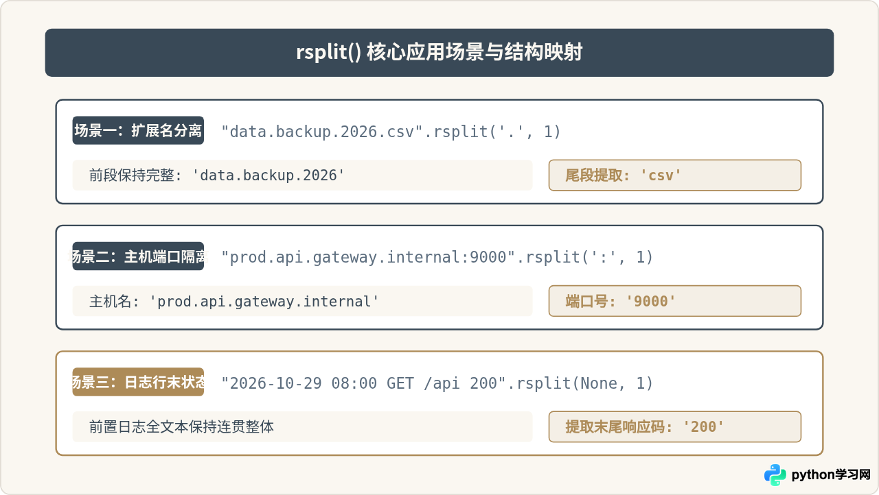 Python rsplit()方法：从右向左分割字符串的应用