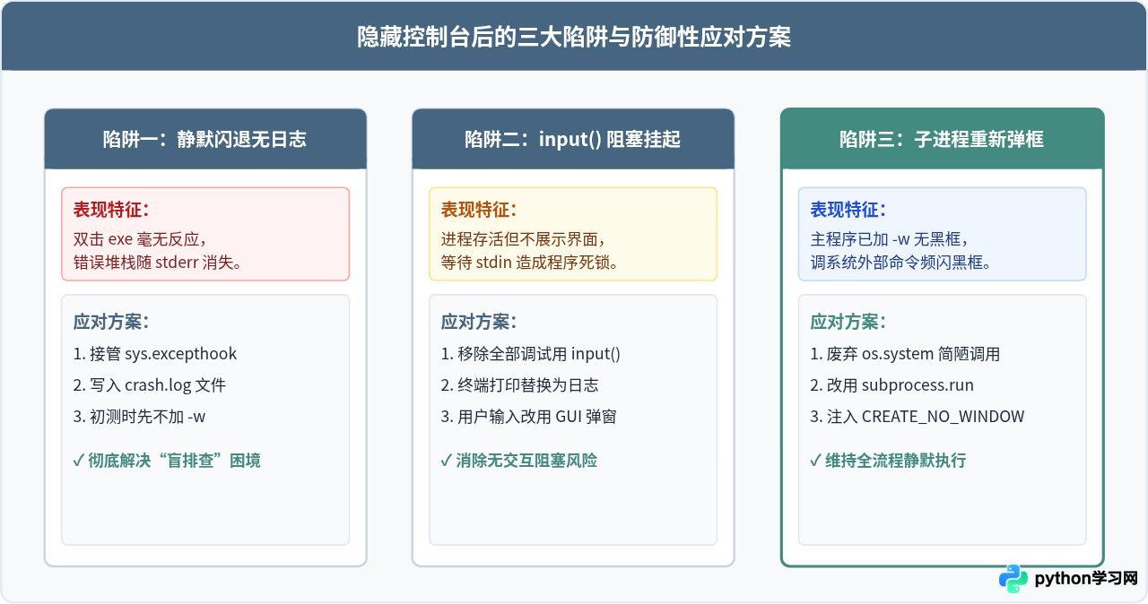 Python打包exe怎么隐藏黑色控制台窗口？-w参数用法详解