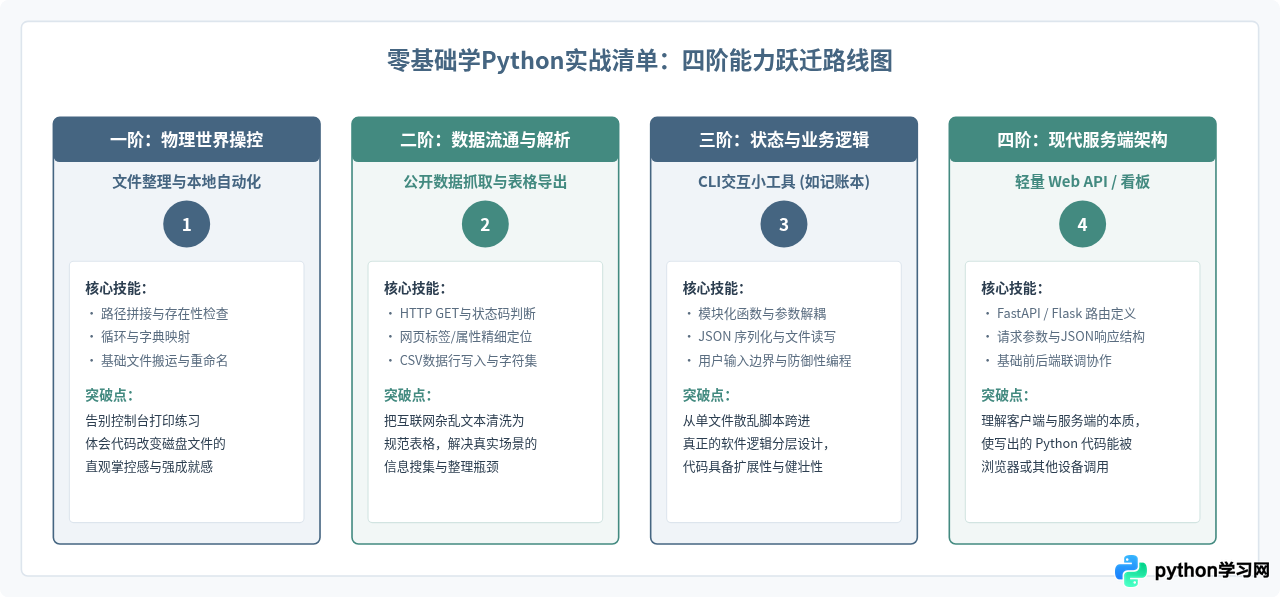零基础学Python做什么项目进步最快？适合新手的实战清单