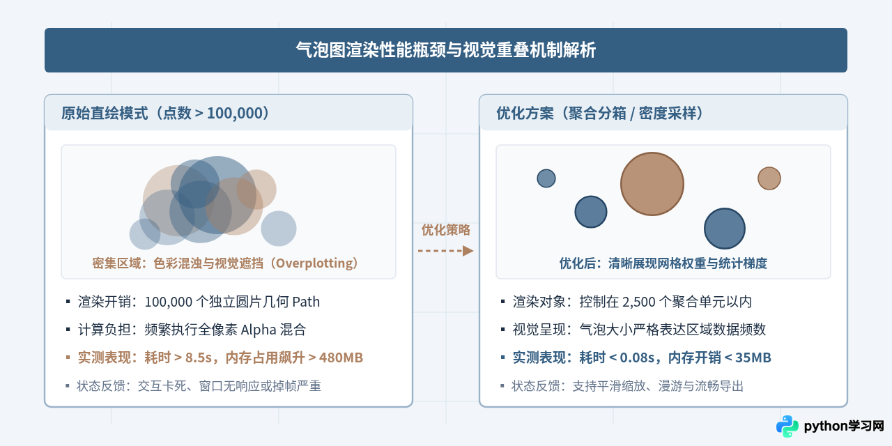 Python大数据量气泡图渲染卡顿？数据采样与聚合优化代码方案