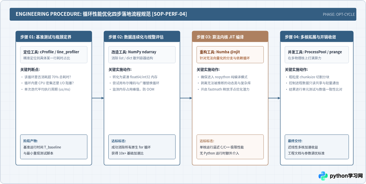 Python for循环加速方案选型：何时用NumPy、Numba还是并行计算