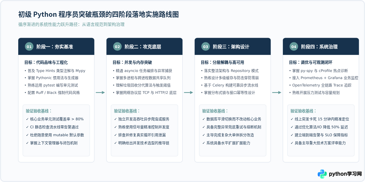 初级Python程序员怎么进阶？突破瓶颈所需的技术深度与架构能力