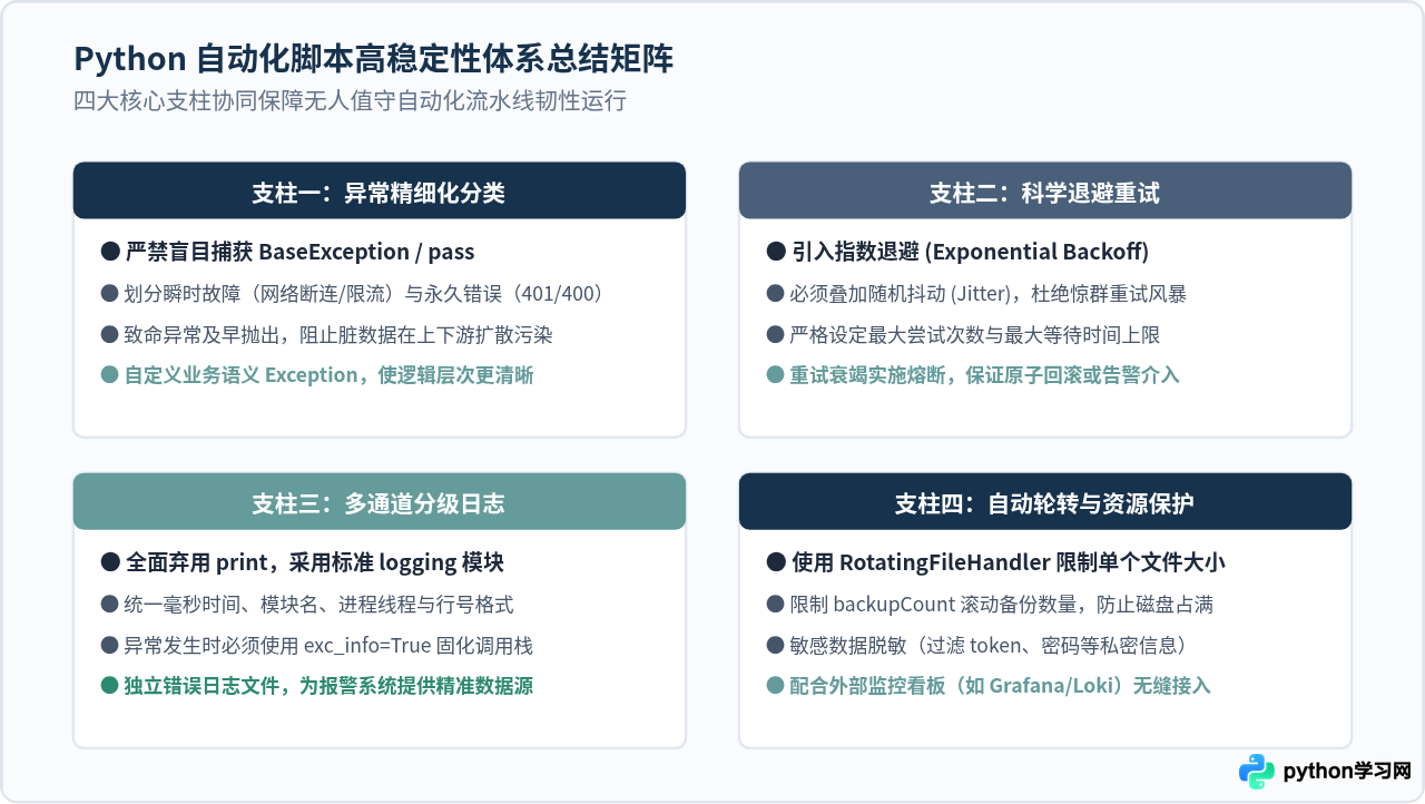 提升Python自动化脚本稳定性：错误重试机制与日志记录最佳实践