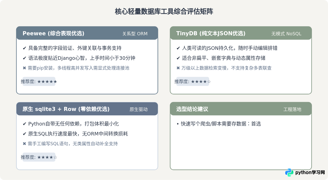 Python轻量级数据库框架推荐：适合小型项目与脚本的ORM工具
