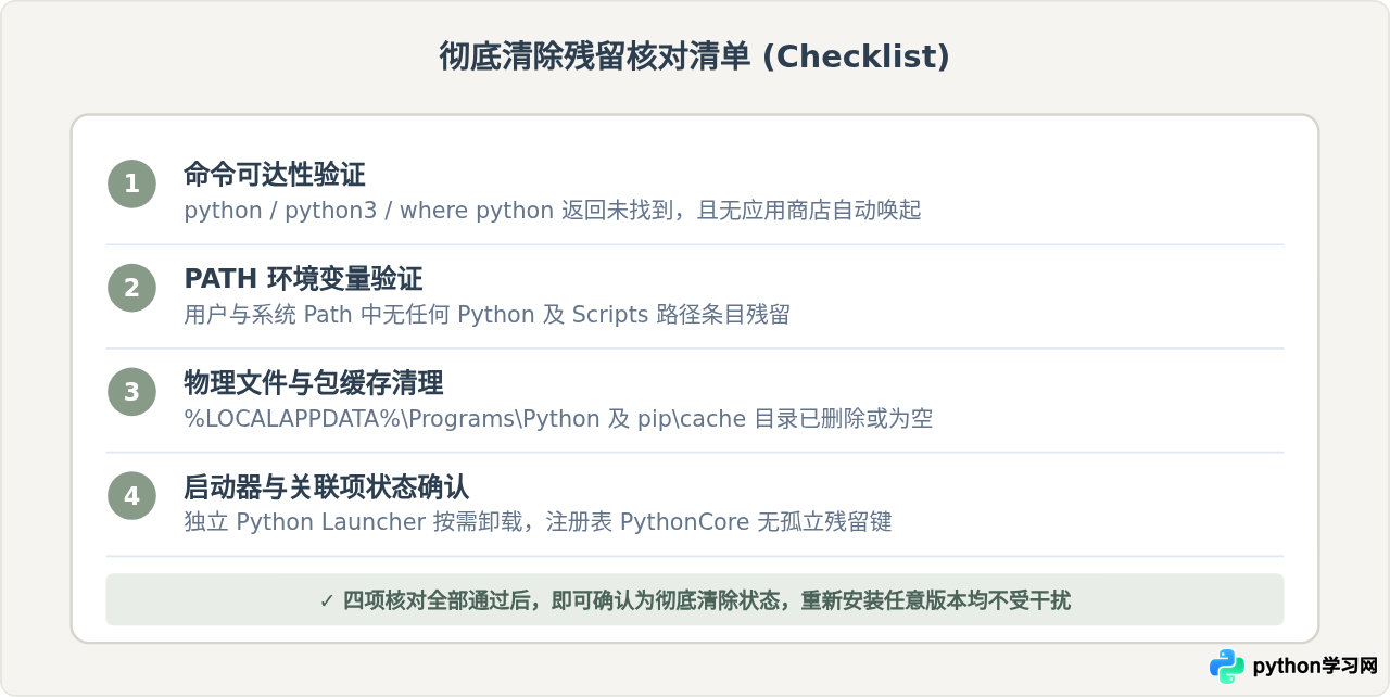 Python卸载后怎么验证是否彻底清除残留文件