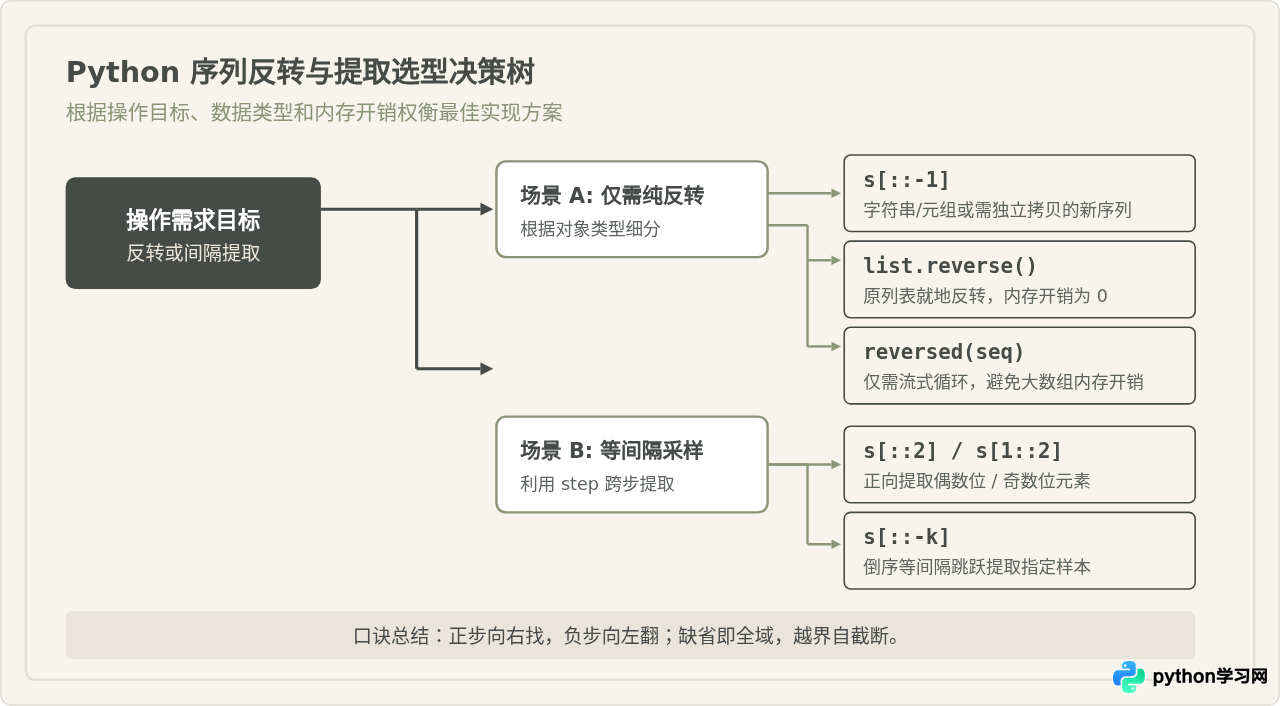 Python负数索引与步长技巧：实现序列反转与间隔截取