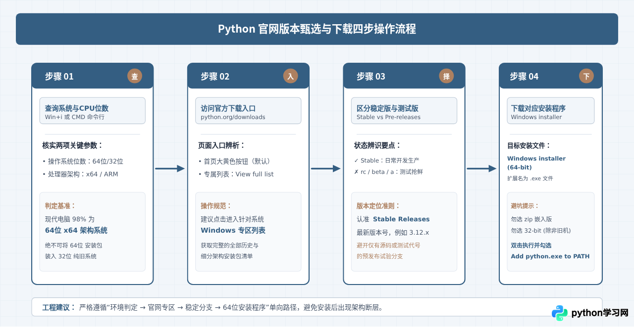 Python下载时怎么区分并选择正确的最新版本(32位/64位)