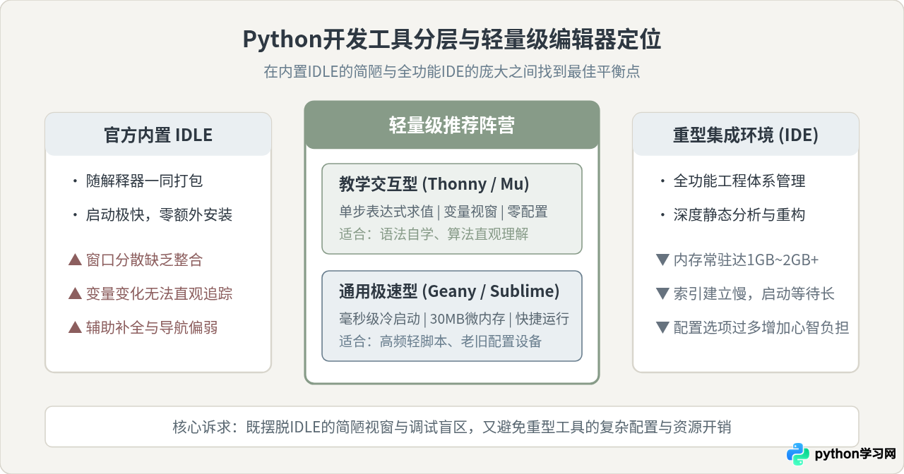 除了IDLE，还有哪些轻量级Python编辑器值得推荐