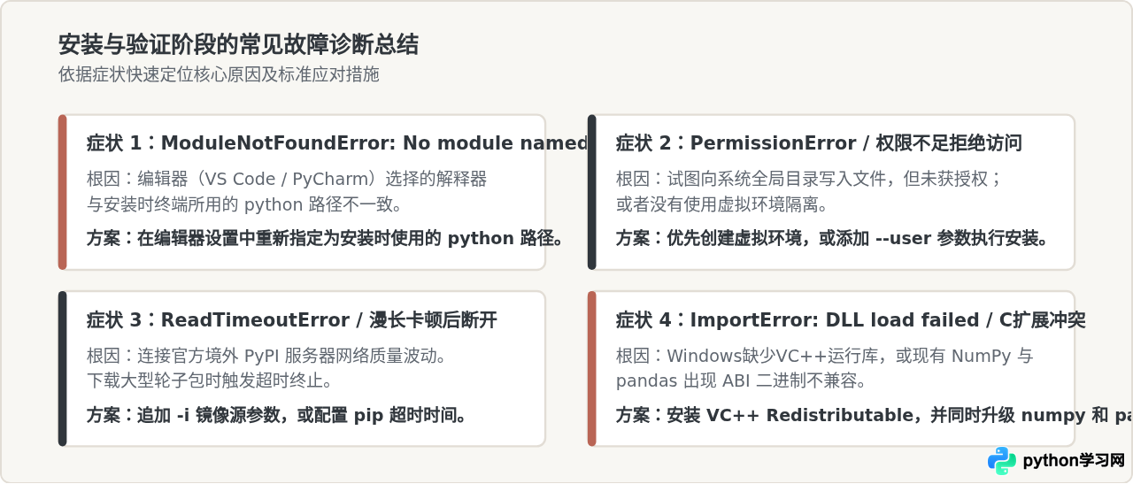 Python中用pip安装pandas的标准命令与验证方法