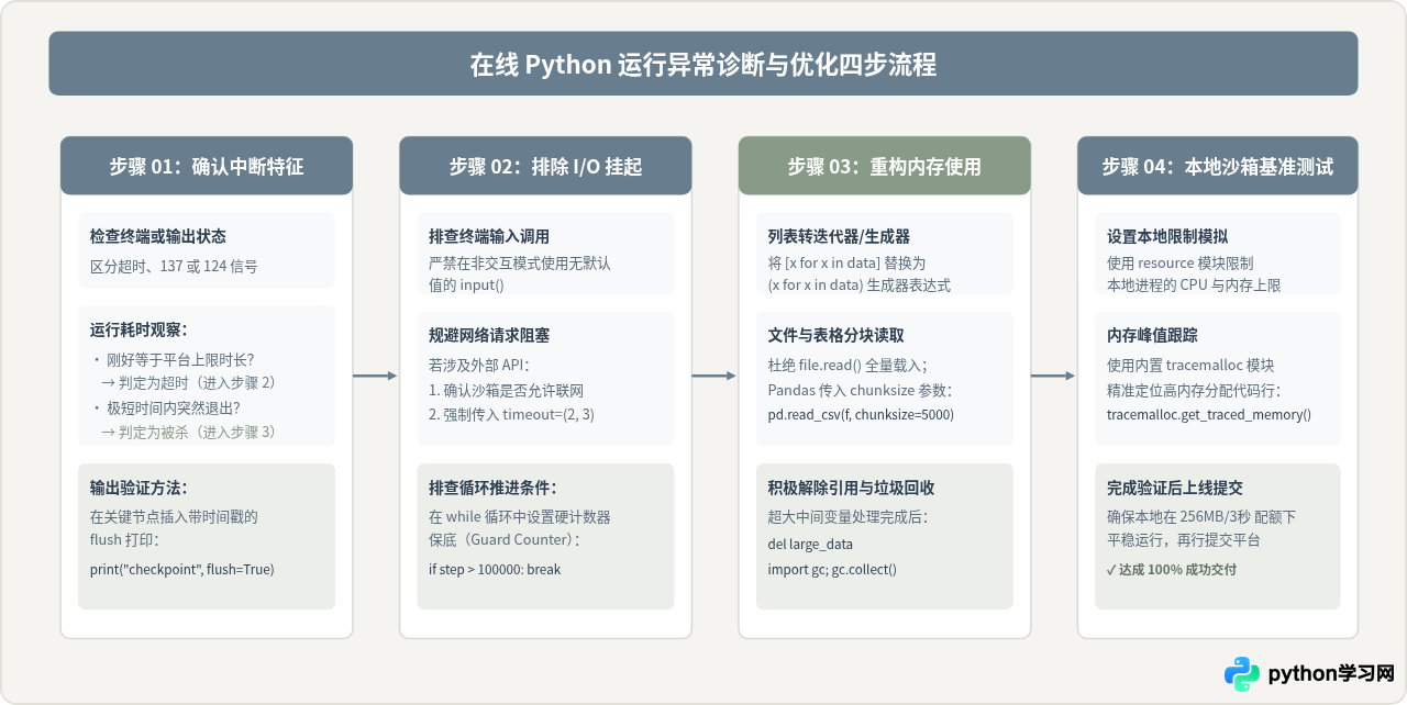 在线运行Python代码超时或被杀进程的原因分析