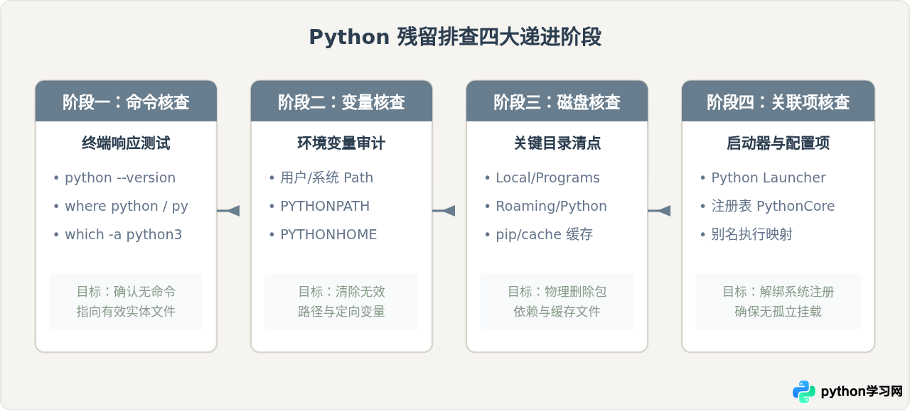 Python卸载后怎么验证是否彻底清除残留文件