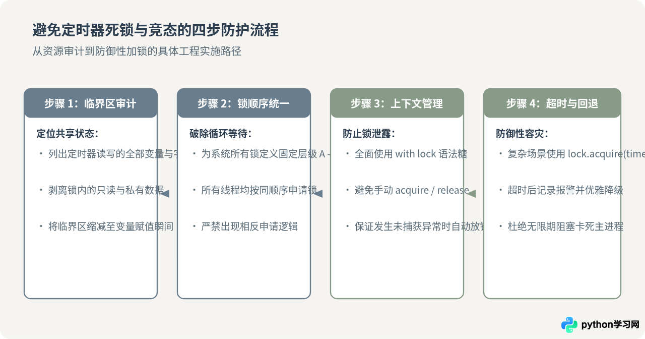 Python多线程定时器怎么避免资源竞争与死锁