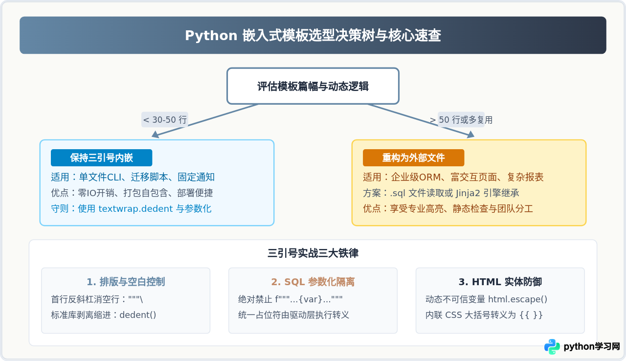Python实战：用三引号嵌入SQL语句或HTML模板