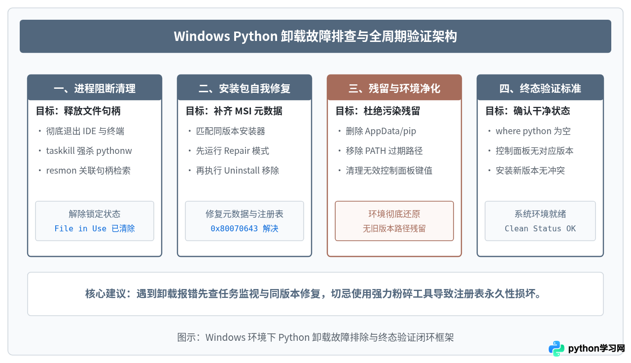 Windows控制面板卸载Python失败或被占用的解决步骤