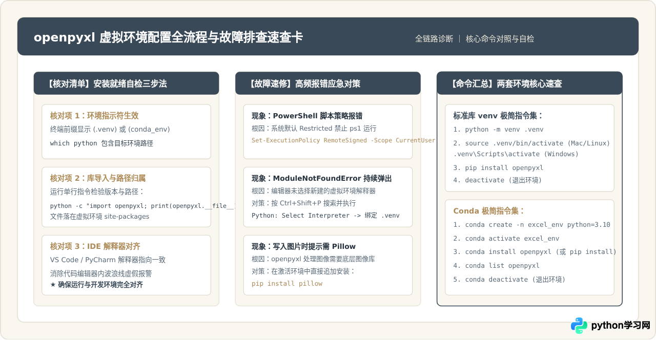 怎么在Python虚拟环境(venv/conda)中安装openpyxl
