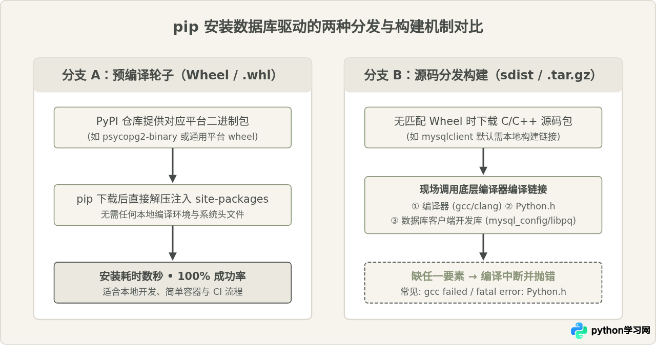 pip安装Python数据库驱动报错怎么办？常见编译错误解决