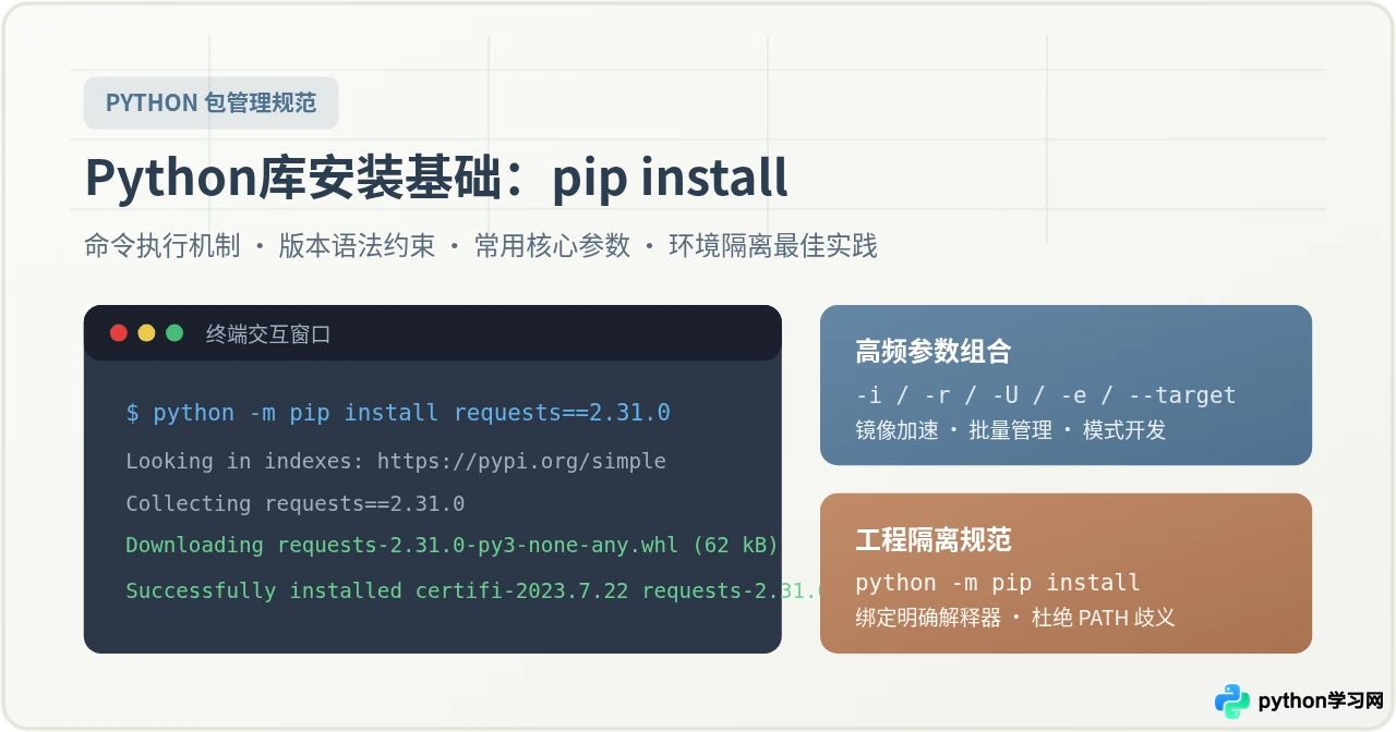 Python库安装基础：pip install命令详解与常用参数