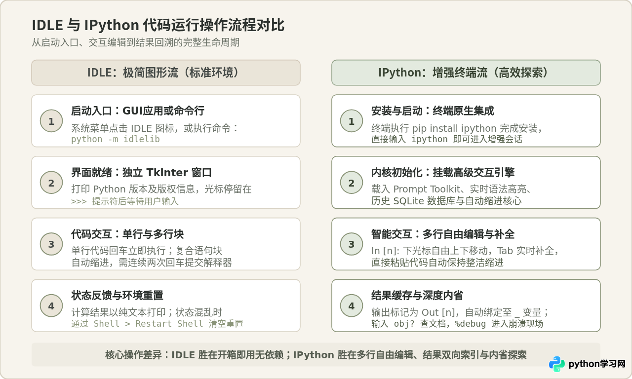 Python交互式环境怎么用：IDLE与IPython运行代码对比