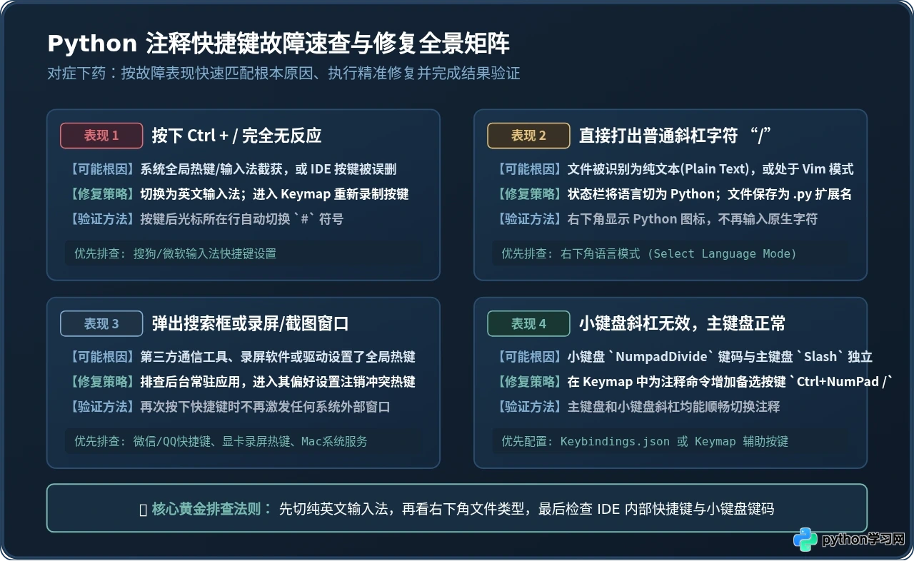 Python IDE注释快捷键无效怎么办