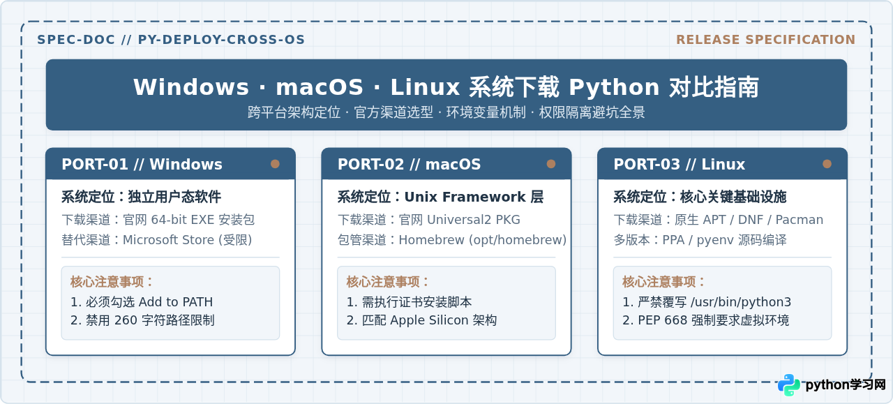 Windows、macOS和Linux系统下载Python的区别与注意事项