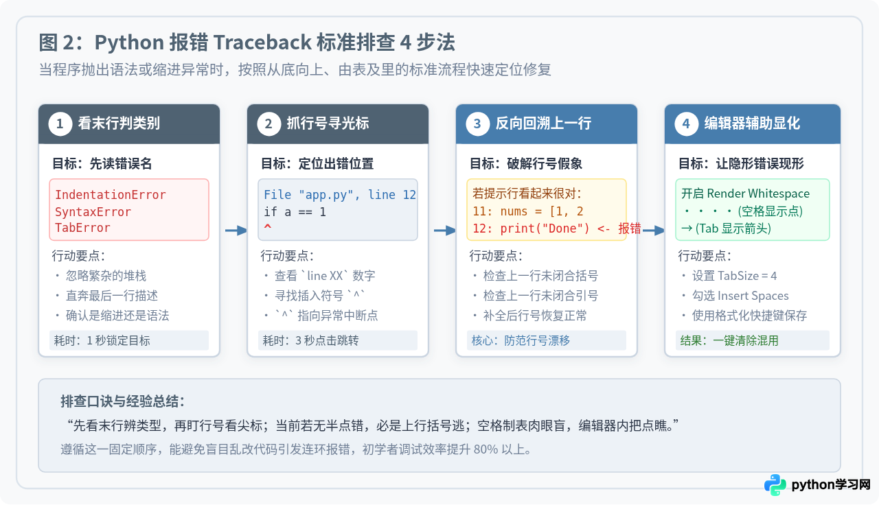 Python初学者最容易犯的缩进与语法错误解析