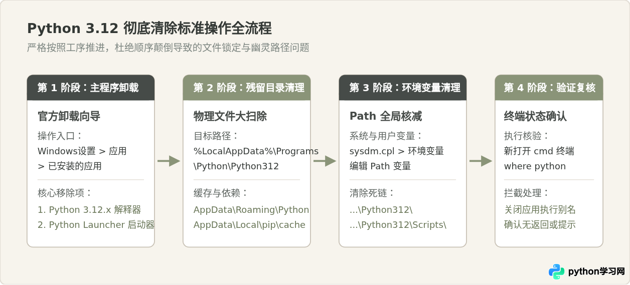 Windows系统怎么彻底卸载Python 3.12并清理环境变量