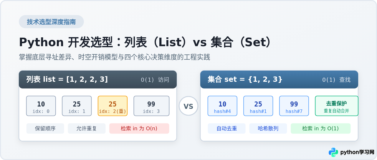 Python开发中何时用列表何时用集合？典型场景选型建议
