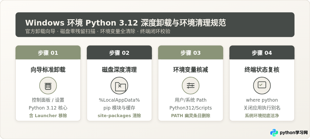 Windows系统怎么彻底卸载Python 3.12并清理环境变量